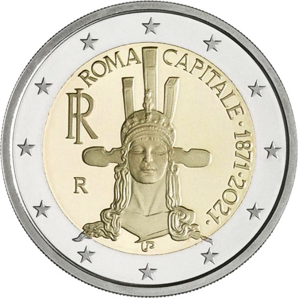 Image of 2 euro coin - Rome - The Capital City | Italy 2021