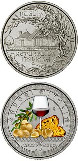 5 euro coin Primitivo and Orecchiette | Italy 2022