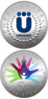 5 euro coin 25th Anniversary of the foundation of the Italian Federation for Rare Diseases | Italy 2024