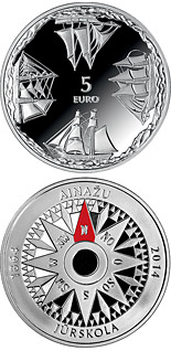 5 euro coin 150th anniversary of Ainaži Nautical School | Latvia 2014