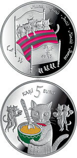 5 euro coin Fairy tale coin I. Five cats | Latvia 2015