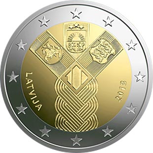 Image of 2 euro coin - 100th Anniversary of the Baltic States | Latvia 2018