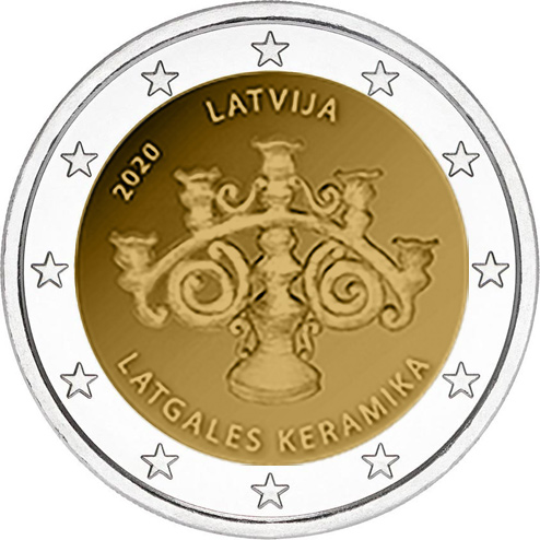 Image of 2 euro coin - Latgalian Ceramics | Latvia 2020