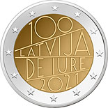 2 euro coin 100th anniversary of de iure recognition of Latvia | Latvia 2021