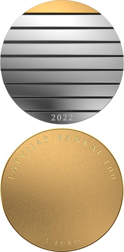 Image of 5 euro coin - Upward | Latvia 2022.  The Silver coin is of Proof quality.