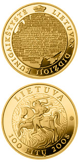 100 litas coin The millennium anniversary of the mention of the name of Lithuania  | Lithuania 2008