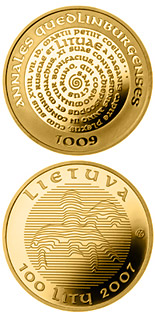 100 litas coin The millennium anniversary of the mention of the name of Lithuania  | Lithuania 2007