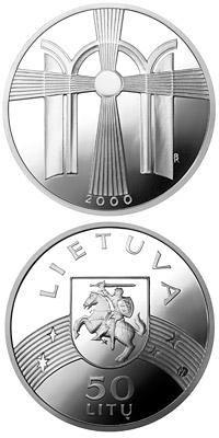 Image of 50 litas coin - New Millennium  | Lithuania 2000.  The Silver coin is of Proof quality.