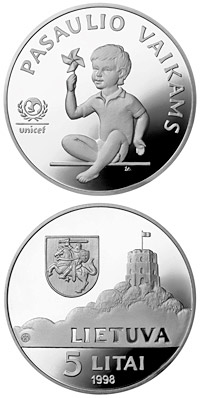 Image of 5 litas coin - Children of the World  | Lithuania 1998