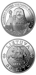 50 litas coin Algirdas, the Grand Duke of Lithuania | Lithuania 1998