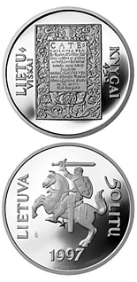 50 litas coin 450th Anniversary of the first Lithuanian book  | Lithuania 1997
