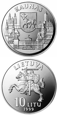 Image of 10 litas coin - Kaunas  | Lithuania 1999