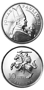 10 litas coin The Visit of Pope John Paul II to Lithuania  | Lithuania 1993