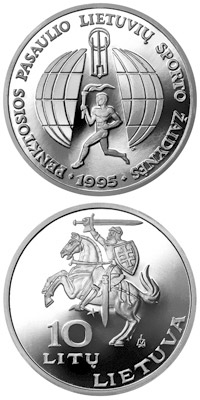 Image of 10 litas coin - 5th World Lithuanians Sport Games  | Lithuania 1995