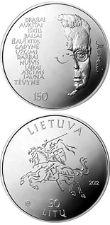 50 litas coin 150th Anniversary of the Birth of Maironis  | Lithuania 2012