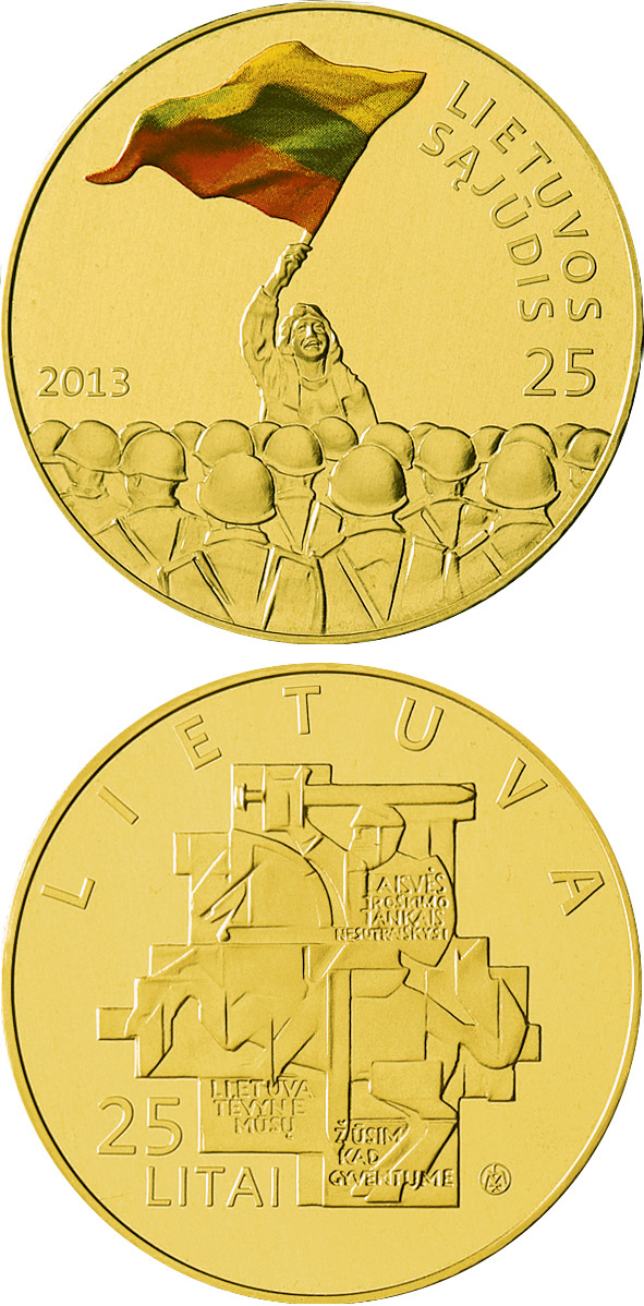 Image of 25 litas coin - 25th anniversary of the establishment of the Lithuanian Sąjūdis | Lithuania 2013