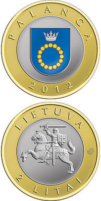 Image of 2 litas coin - Palanga | Lithuania 2012.  The Bimetal: CuNi, nordic gold coin is of Proof, UNC quality.