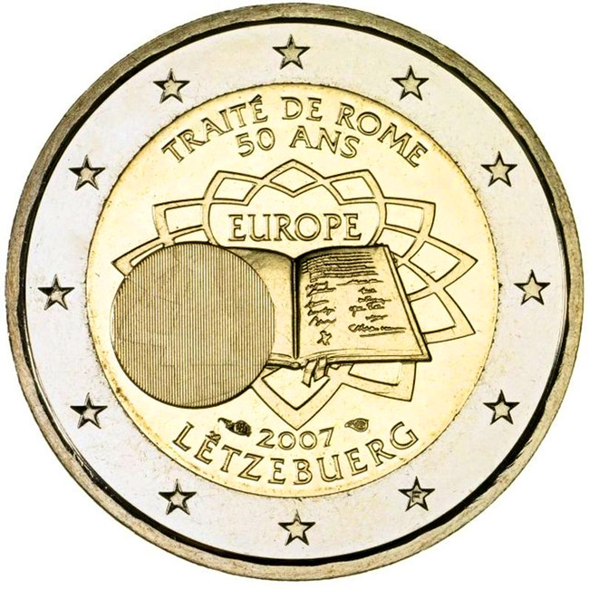 Image of 2 euro coin - 50th Anniversary of the Treaty of Rome | Luxembourg 2007