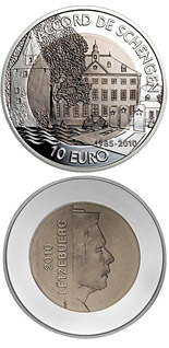 10 euro coin 25th Anniversary Of The Schengen Agreement | Luxembourg 2010