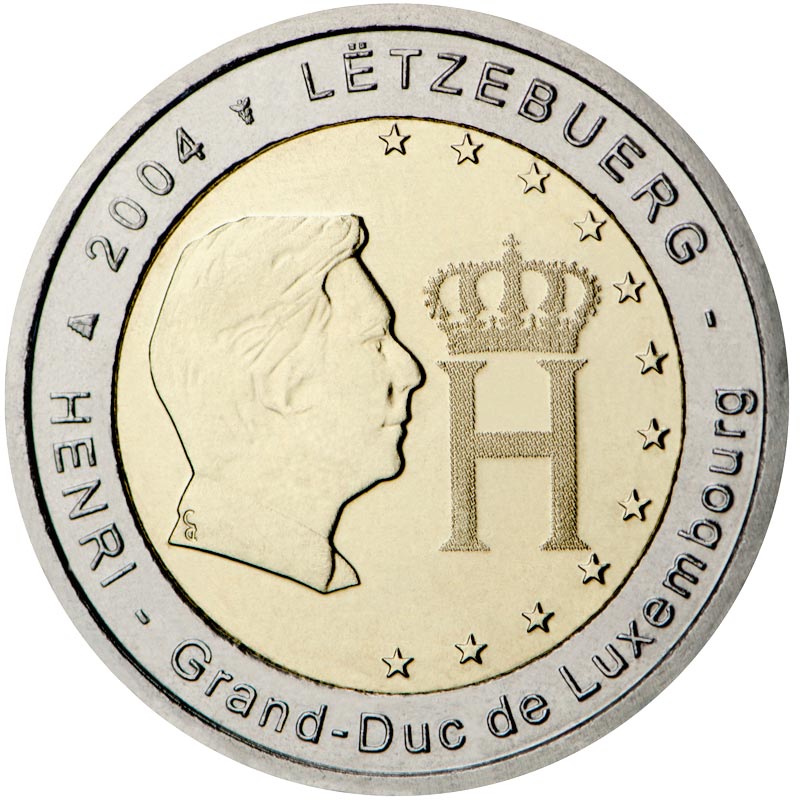 Image of 2 euro coin - Effigy and Monogram of Grand Duke Henri | Luxembourg 2004