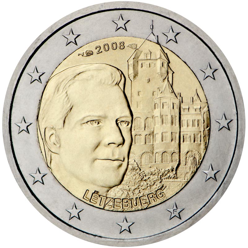 Image of 2 euro coin - Grand-Duke Henri and the ‘Château de Berg’ | Luxembourg 2008