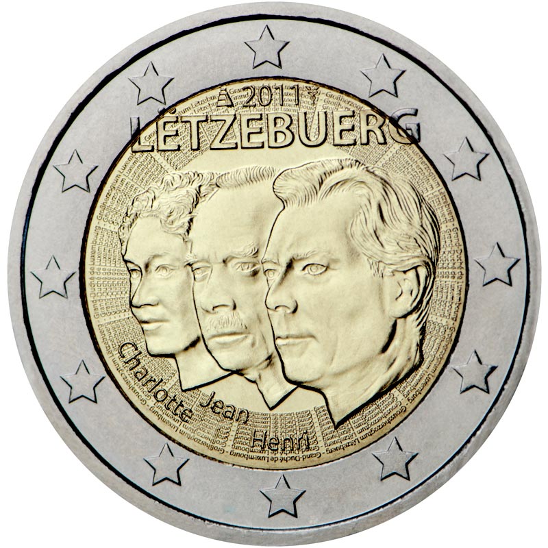 Image of 2 euro coin - 50th anniversary of the appointment by the Grand-Duchess Charlotte of her son Jean as lieutenant-représentant | Luxembourg 2011