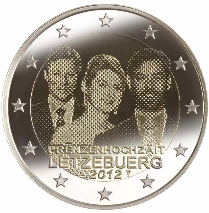 Image of 2 euro coin - Royal Wedding | Luxembourg 2012