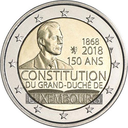 Image of 2 euro coin - 150th Anniversary of the Luxembourg Constitution | Luxembourg 2018