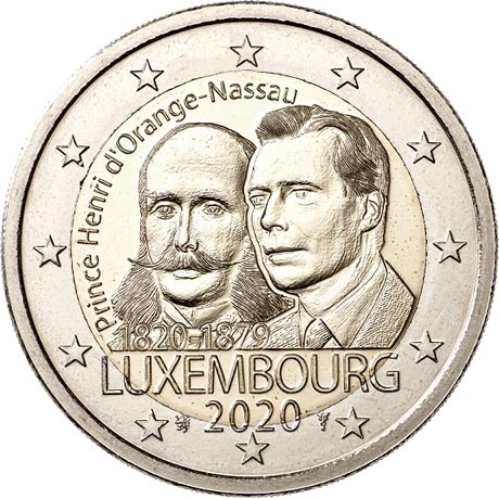 Image of 2 euro coin - 200th Anniversary of the Birth of Prince Henry | Luxembourg 2020
