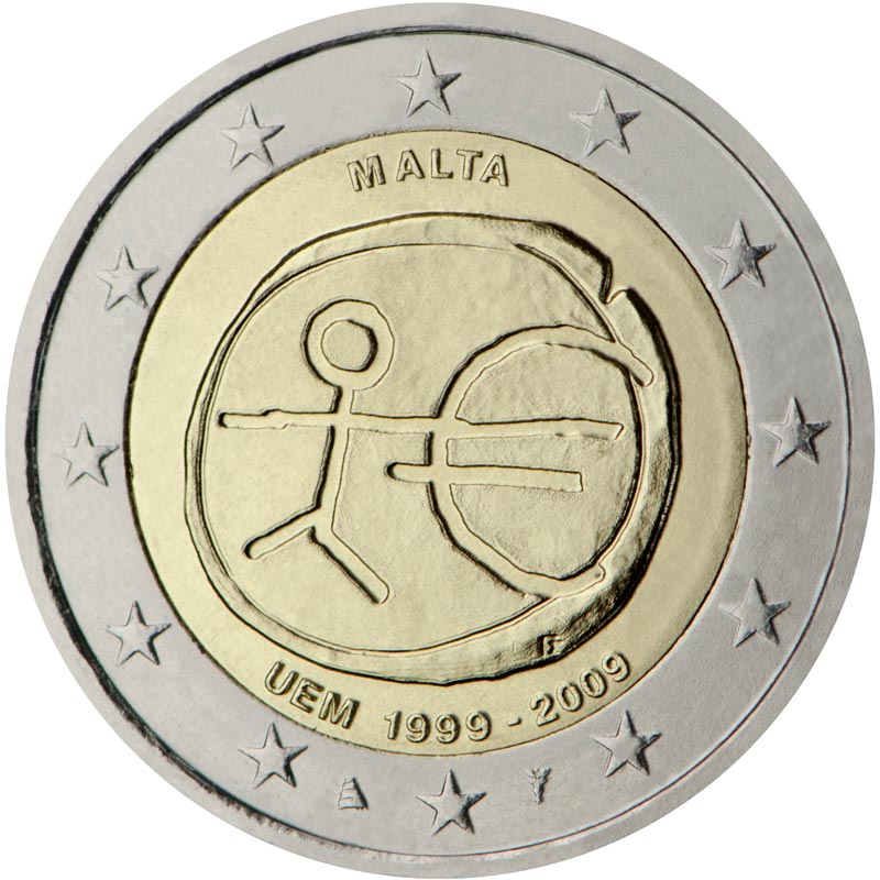 Image of 2 euro coin - 10th Anniversary of the Introduction of the Euro | Malta 2009