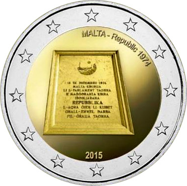 Image of 2 euro coin - Republic 1974 | Malta 2015