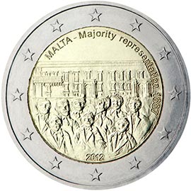 Image of 2 euro coin - 1887 Majority Representation | Malta 2012