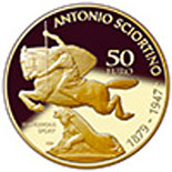 Image of 50 euro coin - Antonio Sciortino (1879-1947) | Malta 2016.  The Gold coin is of Proof quality.