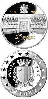 10 euro coin 50th Anniversary of the Central Bank of Malta  | Malta 2018