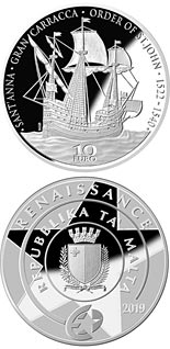 10  coin The Gran Carracca of the Order of St John | Malta 2019