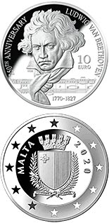 10 euro coin 250th Anniversary of the Birth of Ludwig van
Beethoven | Malta 2020