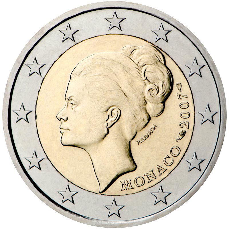 Image of 2 euro coin - 25th Anniversary of the Death of Grace Kelly | Monaco 2007