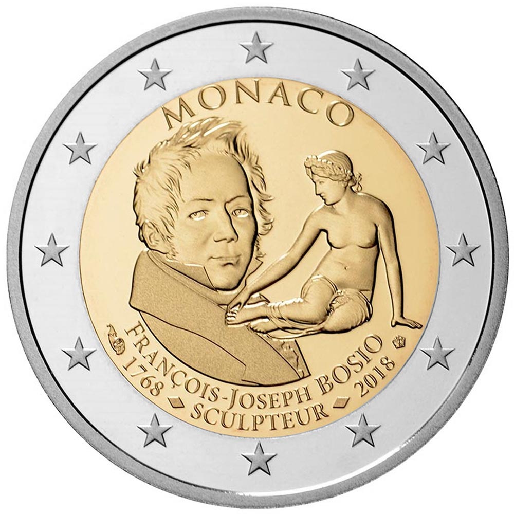 Image of 2 euro coin - 250th Anniversary of the Birth of François Joseph Bosio | Monaco 2018