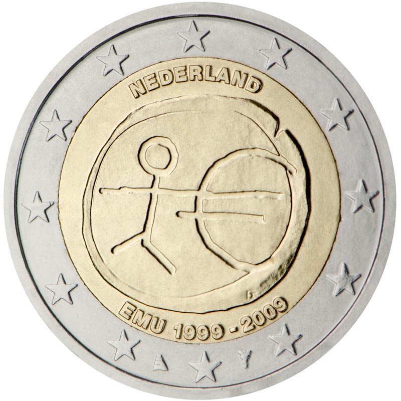 Image of 2 euro coin - 10th Anniversary of the Introduction of the Euro | Netherlands 2009