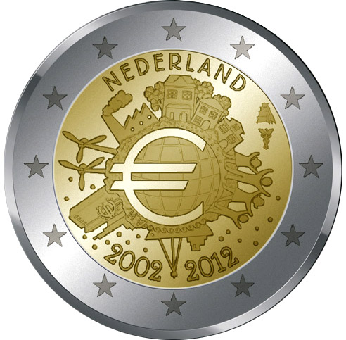 Image of 2 euro coin - Ten years of Euro  | Netherlands 2012