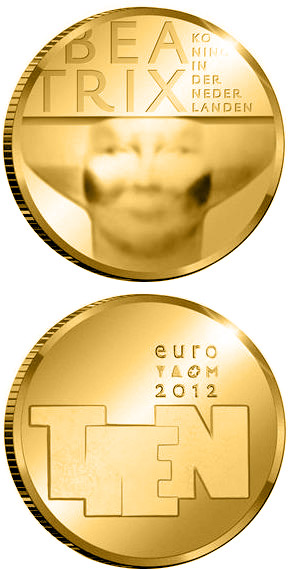 Image of 10 euro coin - Sculpture | Netherlands 2012.  The Silver coin is of Proof quality.