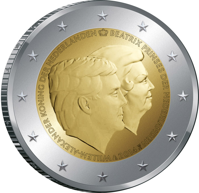Image of 2 euro coin - The Double Portrait 2014 | Netherlands 2014
