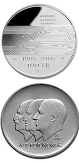 100 krone coin 100th anniversary of the Dissolution of the Union between Norway and Sweden in 2005  | Norway 2005
