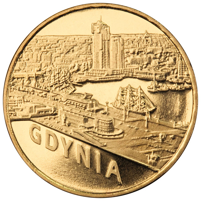 Image of 2 zloty coin - Gdynia | Poland 2011.  The Nordic gold (CuZnAl) coin is of UNC quality.