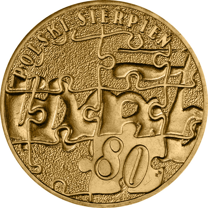 Image of 2 zloty coin - Polish August of 1980  | Poland 2010.  The Nordic gold (CuZnAl) coin is of UNC quality.