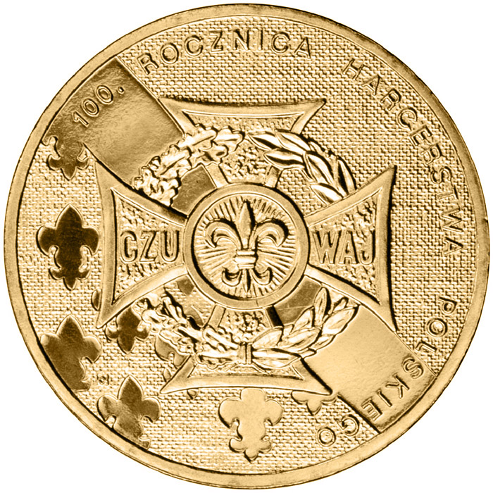 Image of 2 zloty coin - 100th Anniversary of Polish Scouting  | Poland 2010.  The Nordic gold (CuZnAl) coin is of UNC quality.