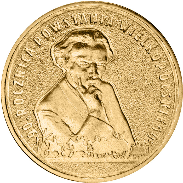 Image of 2 zloty coin - 90th Anniversary of the Greater Poland Uprising  | Poland 2008.  The Nordic gold (CuZnAl) coin is of UNC quality.
