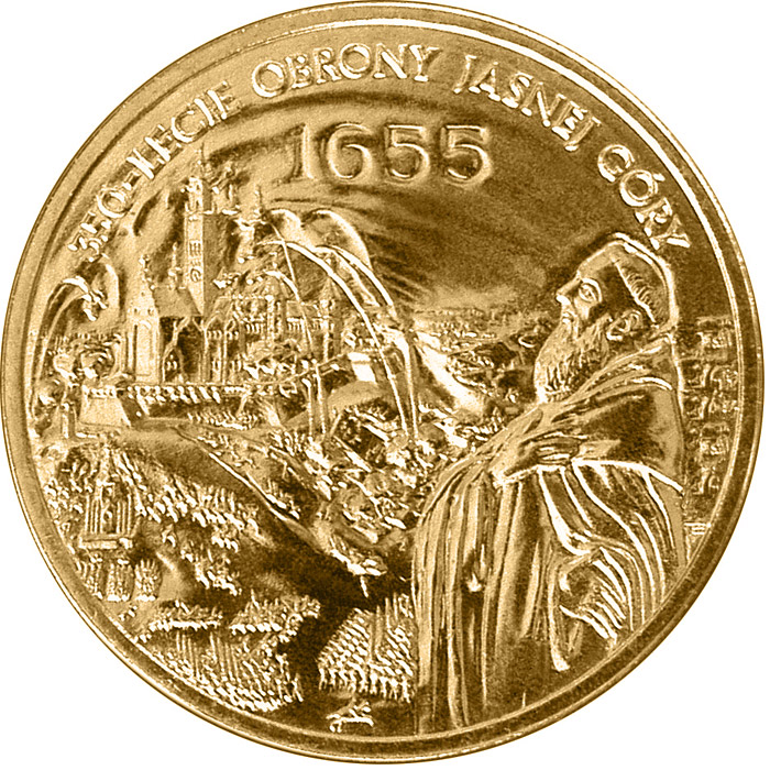 Image of 2 zloty coin - The 350th Anniversary of Defence of Jasna Góra in Częstochowa  | Poland 2005.  The Nordic gold (CuZnAl) coin is of UNC quality.