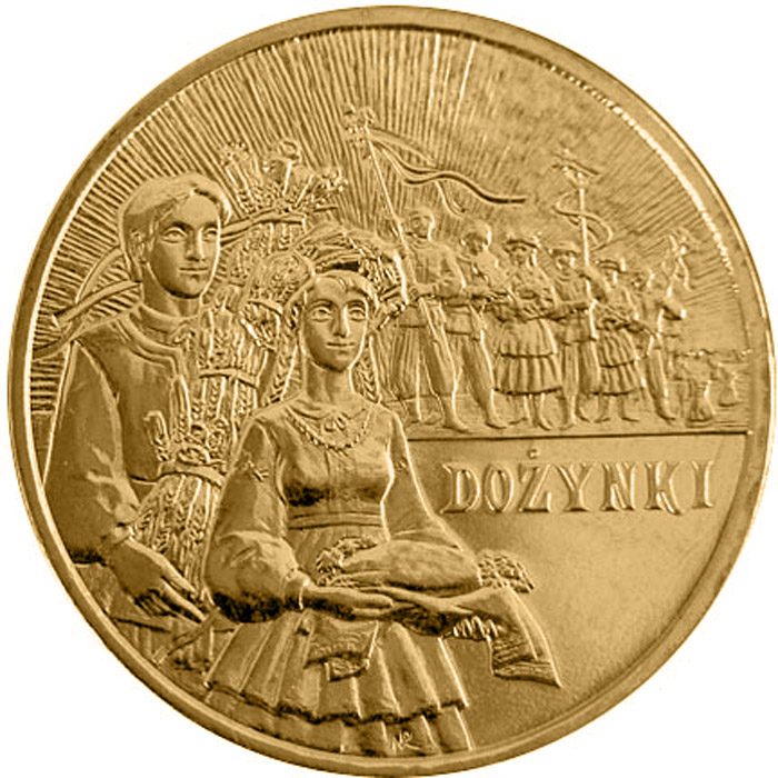 Image of 2 zloty coin - Harvest Festival  | Poland 2004.  The Nordic gold (CuZnAl) coin is of UNC quality.