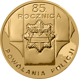 Image of 2 zloty coin - 85 Years of the Police  | Poland 2004.  The Nordic gold (CuZnAl) coin is of UNC quality.